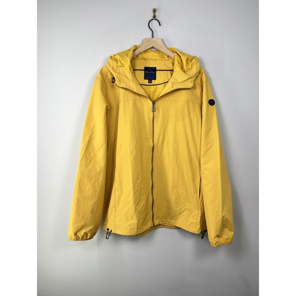 Brooks Brothers Womens XL Yellow‎ Hooded Windbreaker Nylon Jacket
